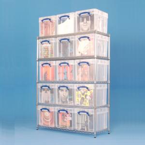 Chrome Wire Shelving (1220 x 455) 15 x 35XL litre Really Useful Boxes